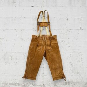Bavaria Trachten Lederhosen Mens Size 32 Medium (48) Tan Leather Octoberfest